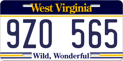 WV license plate 9ZO565