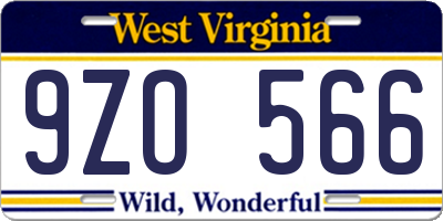WV license plate 9ZO566
