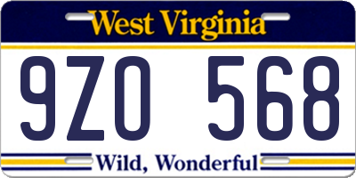 WV license plate 9ZO568