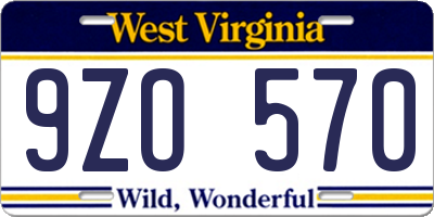 WV license plate 9ZO570