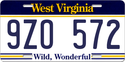 WV license plate 9ZO572