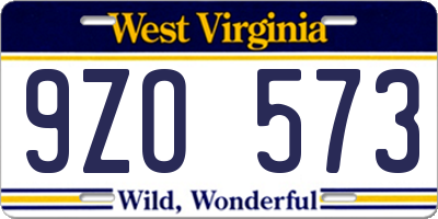 WV license plate 9ZO573