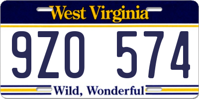 WV license plate 9ZO574