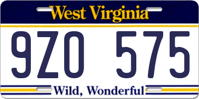 WV license plate 9ZO575