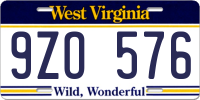 WV license plate 9ZO576