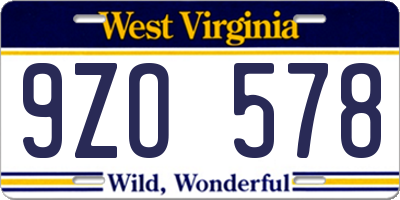 WV license plate 9ZO578