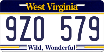 WV license plate 9ZO579