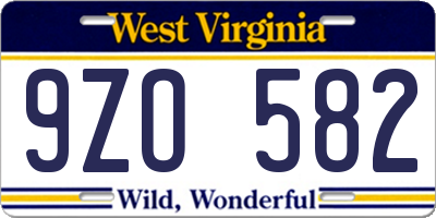 WV license plate 9ZO582