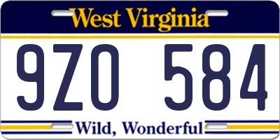 WV license plate 9ZO584