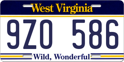 WV license plate 9ZO586