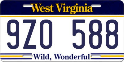 WV license plate 9ZO588