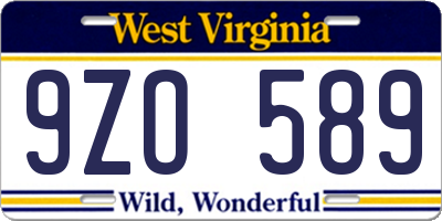 WV license plate 9ZO589