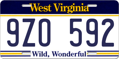 WV license plate 9ZO592