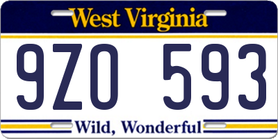 WV license plate 9ZO593