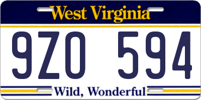 WV license plate 9ZO594