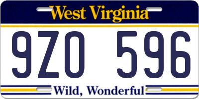 WV license plate 9ZO596