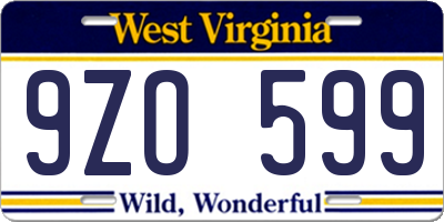 WV license plate 9ZO599