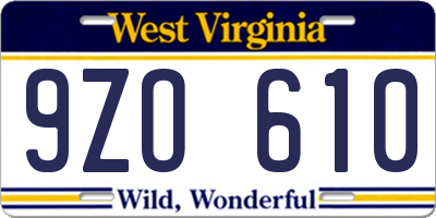 WV license plate 9ZO610