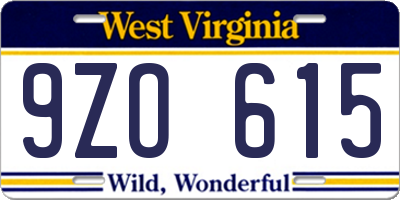 WV license plate 9ZO615