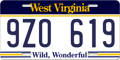 WV license plate 9ZO619
