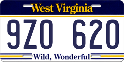 WV license plate 9ZO620