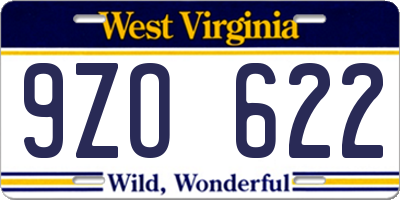 WV license plate 9ZO622