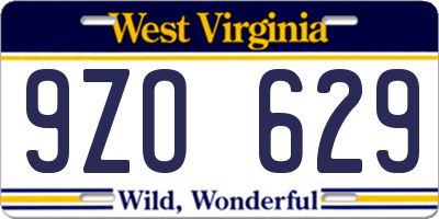 WV license plate 9ZO629
