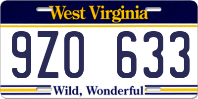WV license plate 9ZO633
