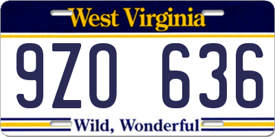 WV license plate 9ZO636