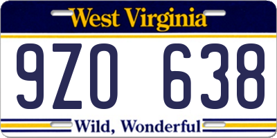 WV license plate 9ZO638