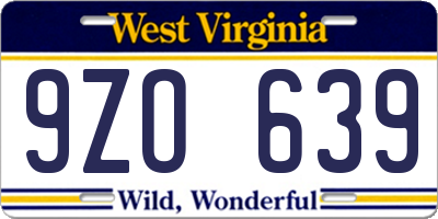 WV license plate 9ZO639