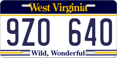 WV license plate 9ZO640