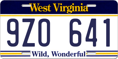 WV license plate 9ZO641
