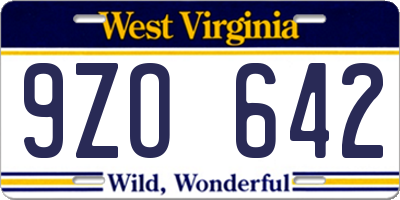 WV license plate 9ZO642
