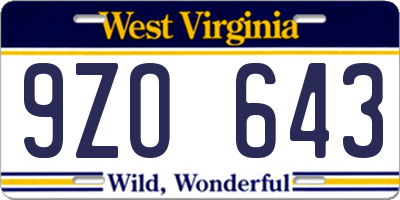 WV license plate 9ZO643