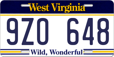 WV license plate 9ZO648