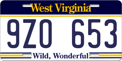 WV license plate 9ZO653