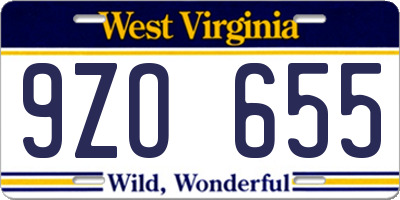 WV license plate 9ZO655