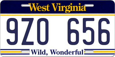 WV license plate 9ZO656