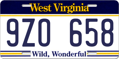 WV license plate 9ZO658