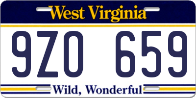 WV license plate 9ZO659
