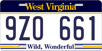 WV license plate 9ZO661