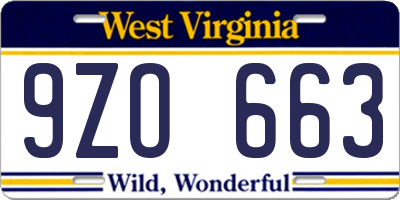 WV license plate 9ZO663