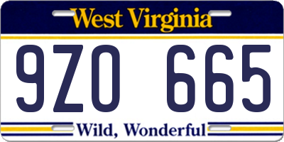 WV license plate 9ZO665