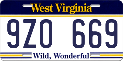 WV license plate 9ZO669