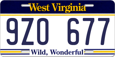WV license plate 9ZO677