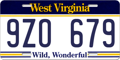WV license plate 9ZO679