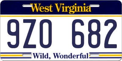 WV license plate 9ZO682