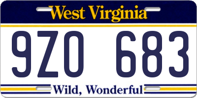 WV license plate 9ZO683