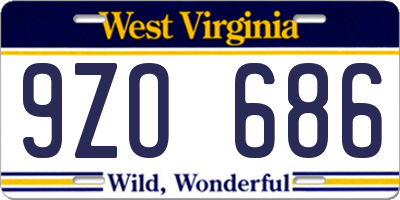 WV license plate 9ZO686
